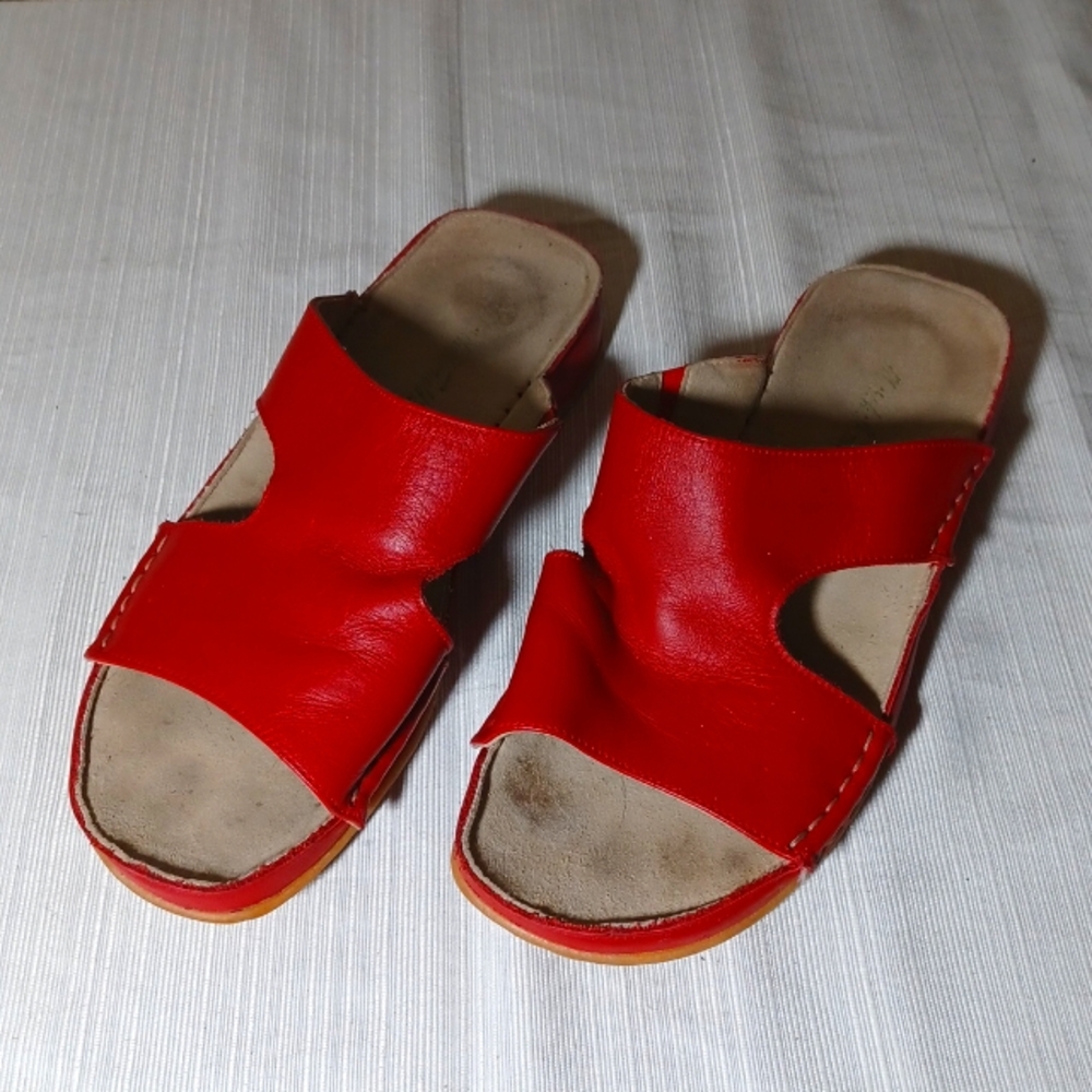 3 for $15 - Sz 38/7.5 Red Leather Sandals by Marshall Fields